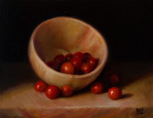 Alan Douglas Ray, "Bowl of Cherry Tomatoes", 8" x 10", oil on panel.